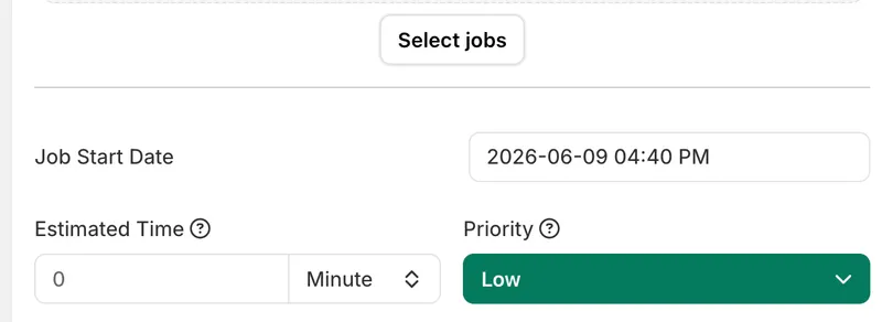 Set the date on a workshop job