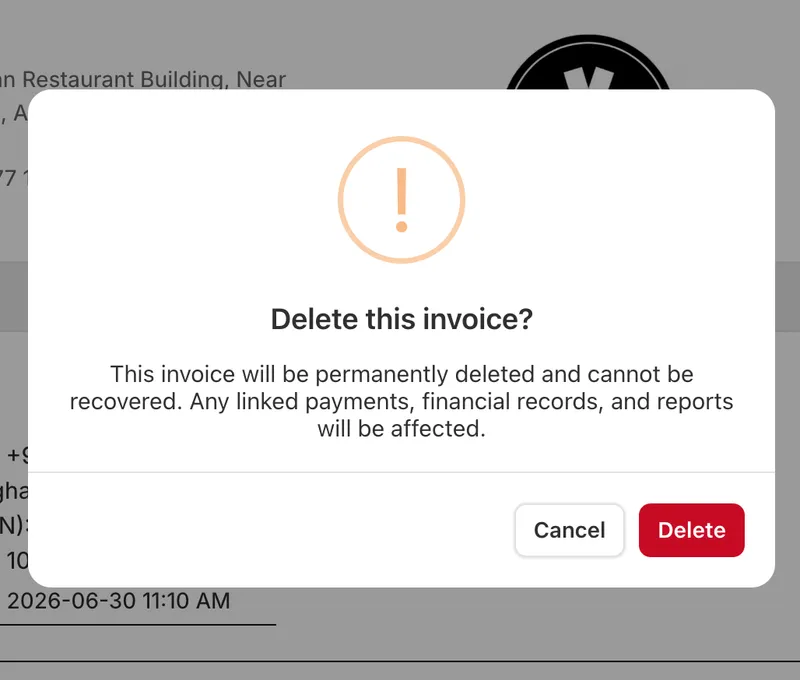 Delete quotations, invoices, and orders