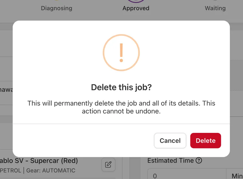 Workshop Job Deletion & Reconvert to Order