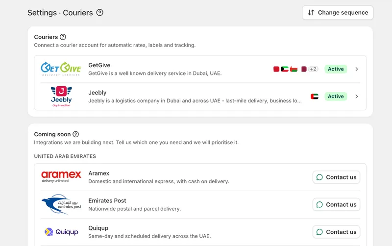 Courier integrations: Jeebly and GetGive