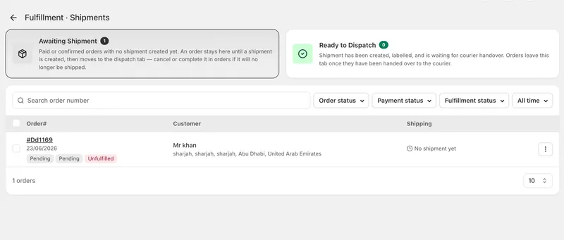 New: Shipments page