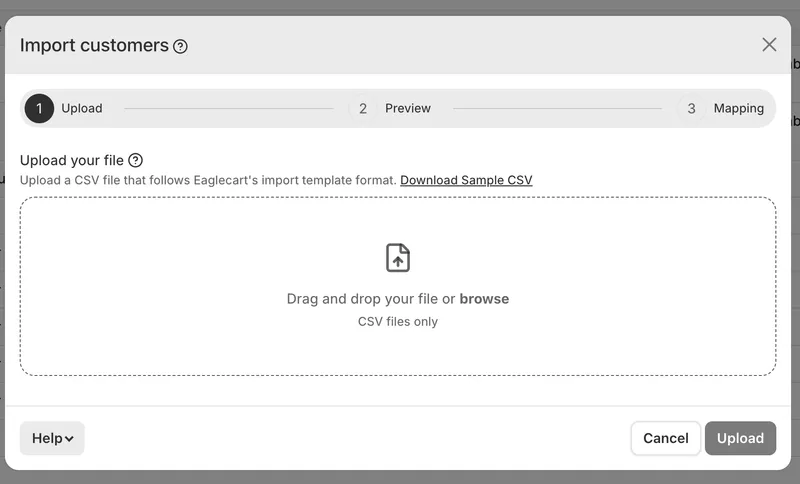 Bulk customer import