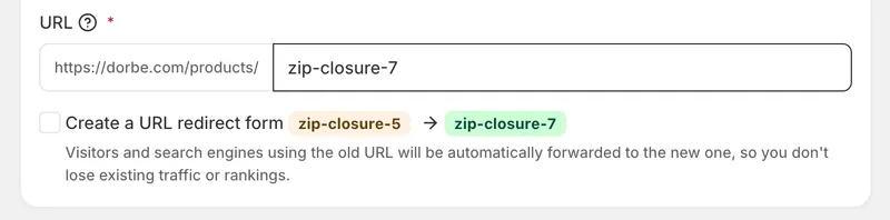 Redirects now cover products, collections, and pages