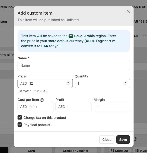 Custom items stay off your storefront, and go to the right channels and regions