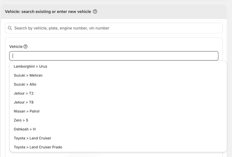 Finding a vehicle on a job card is now faster and far more complete
