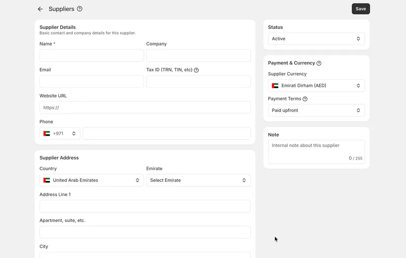 Suppliers: keep everyone you buy from in one place