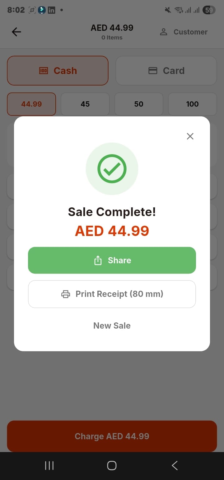 Eaglecart POS A4 VAT tax invoice preview for business customers and formal records
