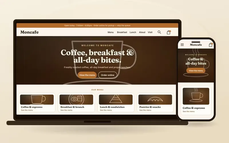 Moncafe: A Warm, Cozy Theme for Cafés and Coffee Shops