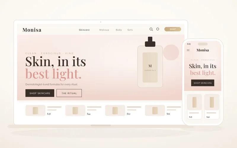 Monisa: A Soft, Editorial Theme for Clean Beauty