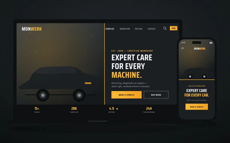 Monwerk: A Workshop-Grade Theme for Garages and Auto Service