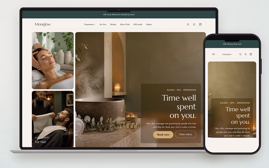 Monglow ecommerce theme preview for a UAE online store on desktop and mobile