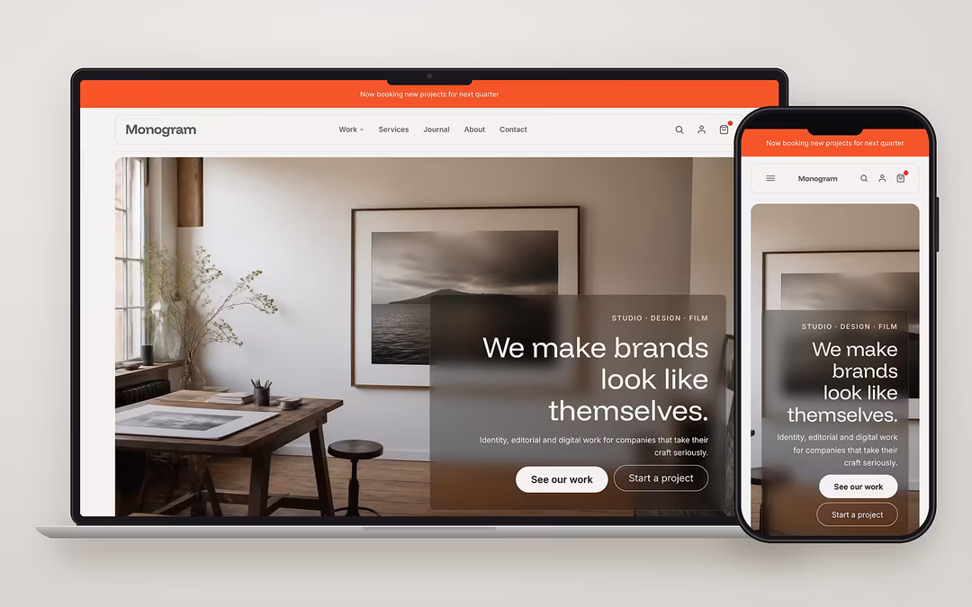 Monogram ecommerce theme preview for a UAE online store on desktop and mobile