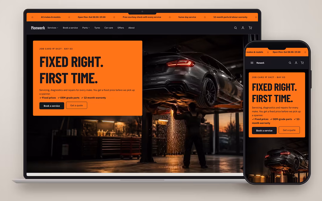 Monwerk ecommerce theme preview for a UAE online store on desktop and mobile