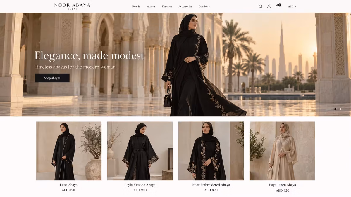 Abaya online store design for UAE fashion businesses