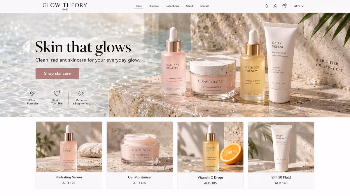 Beauty and skincare ecommerce store design UAE