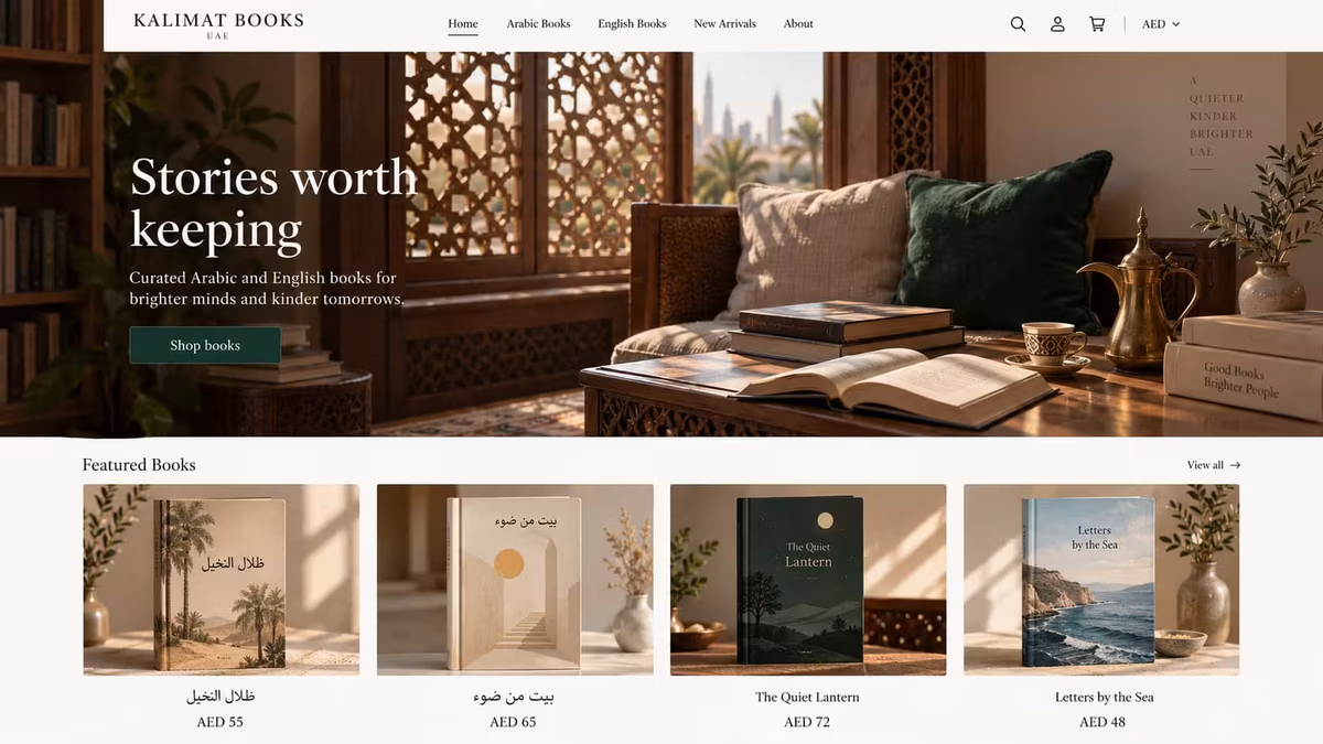 Online bookstore website design for UAE customers