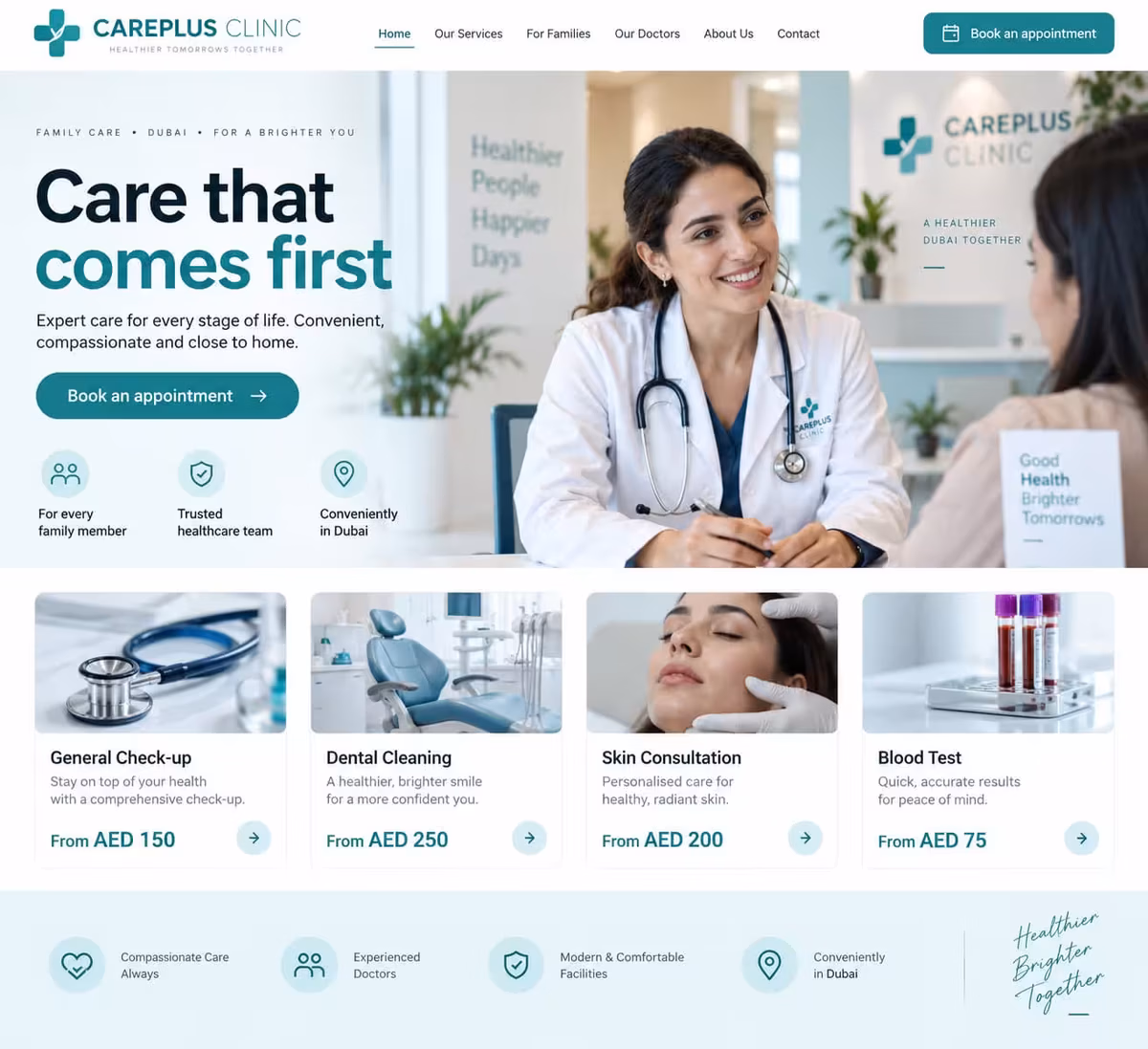 Clinic website and healthcare products store design