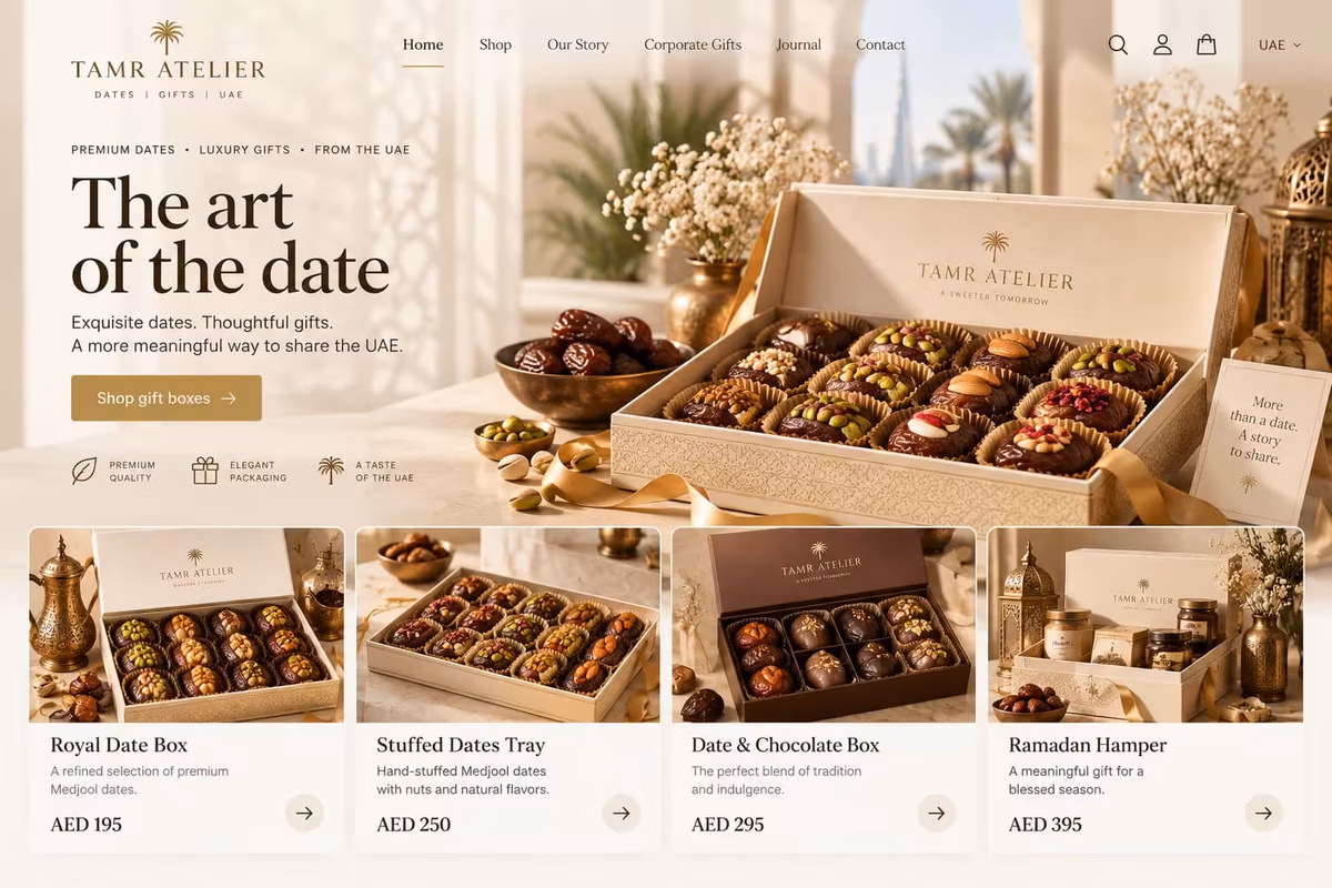 Premium dates ecommerce store website design UAE
