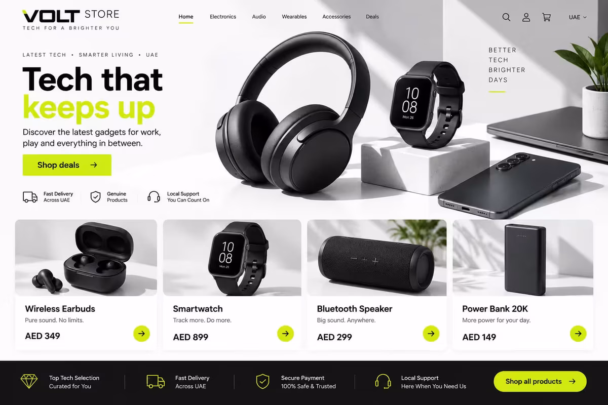 Electronics ecommerce website design for UAE retailers