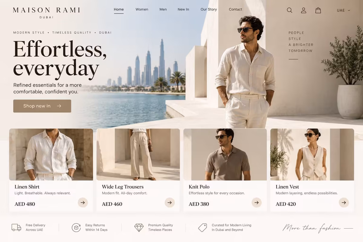 Fashion and clothing online store design UAE