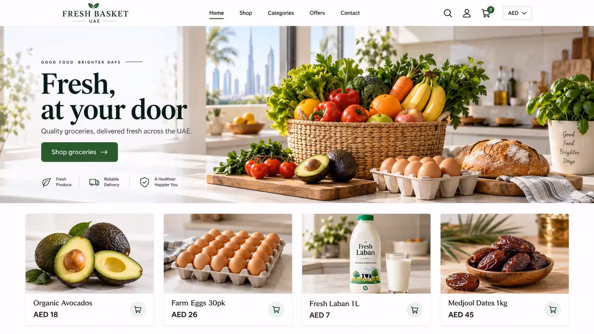 Online grocery store website design for UAE shoppers