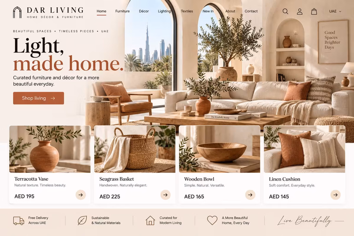 Home décor and furniture ecommerce website UAE