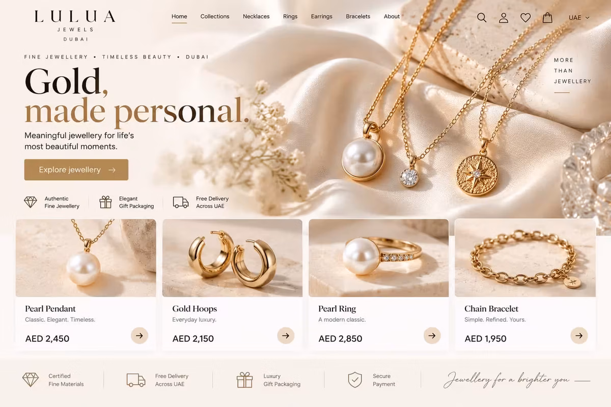 Luxury jewellery ecommerce website design UAE