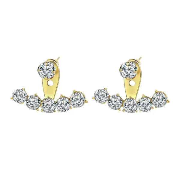 Exquisite Gold Crystal Stud Earrings