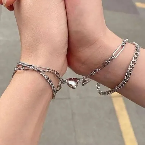 Matching Silver Couple Love Bracelets