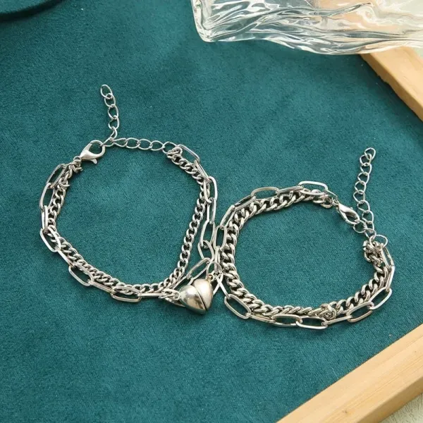 Matching Silver Couple Love Bracelets
