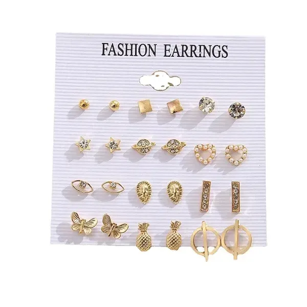 20 Pair Gold Fashion Earrings Set