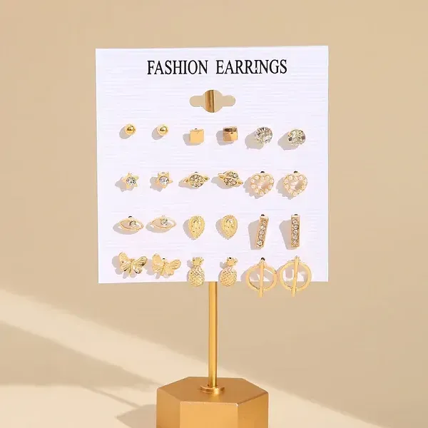 20 Pair Gold Fashion Earrings Set