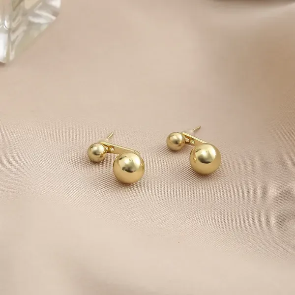 Silver Double Ball Drop Earrings