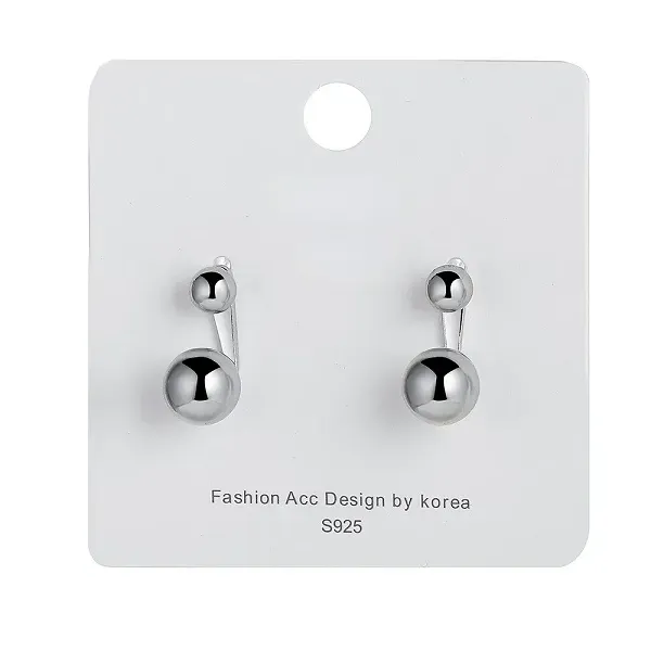 Silver Double Ball Drop Earrings