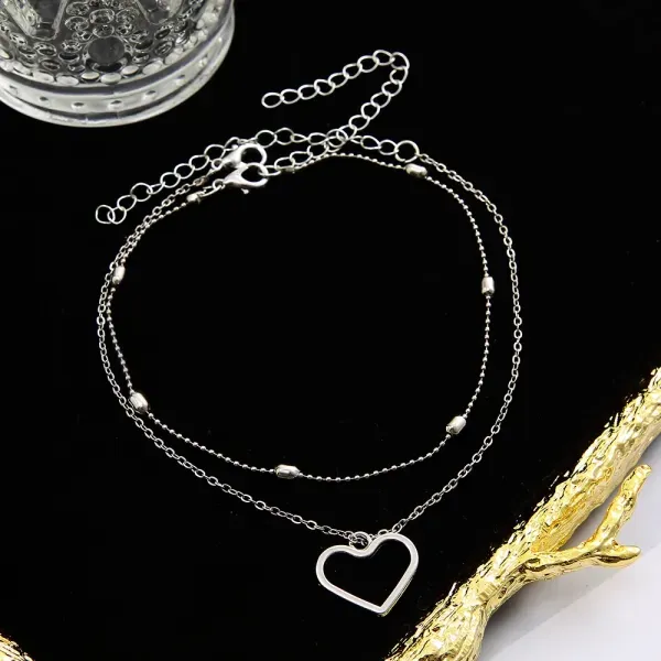 Silver Plated Heart Charm Anklet