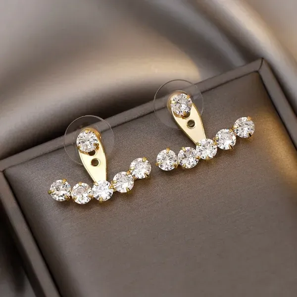 Exquisite Gold Crystal Stud Earrings