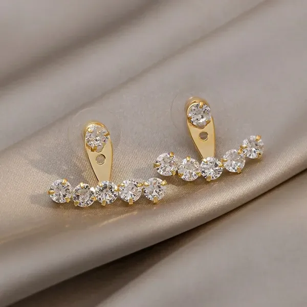 Exquisite Gold Crystal Stud Earrings