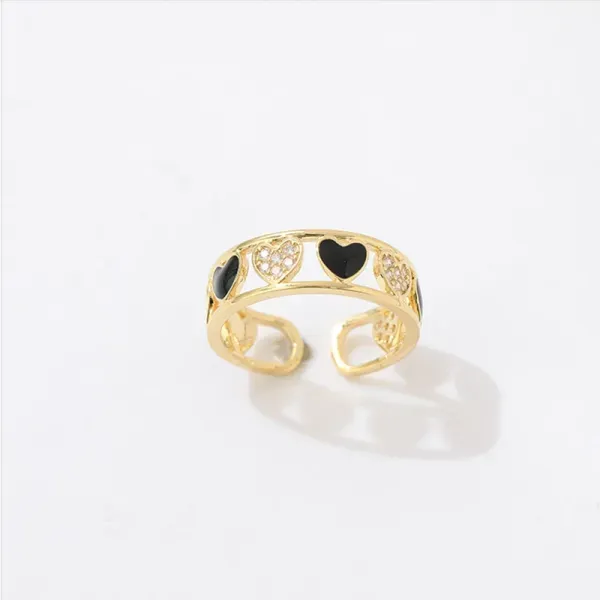 Glittering Gold Heart Crystal Ring