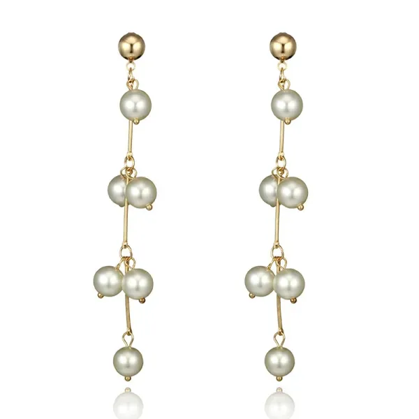 Gold Plated Dangle Pearl Earrings