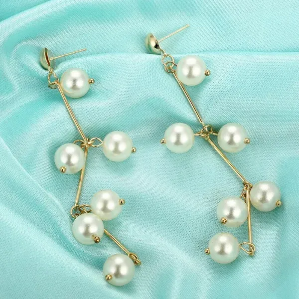 Gold Plated Dangle Pearl Earrings