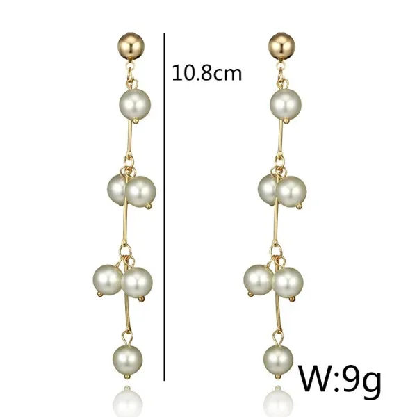Gold Plated Dangle Pearl Earrings