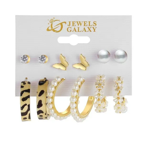 Thumbnail of 6 Pair Rhinestone and Pearl Earrings Set