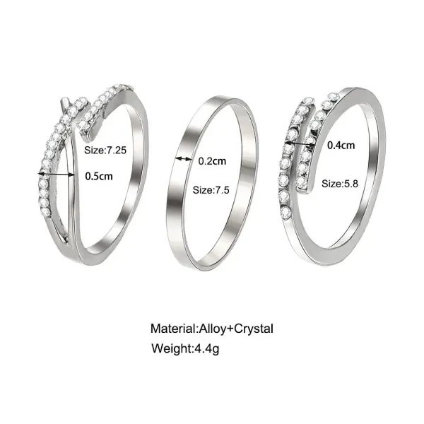 Elegant Silver Crystal Ring Set