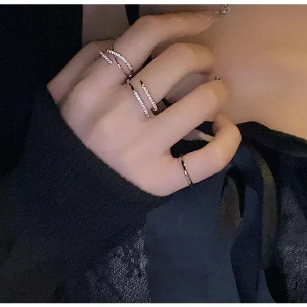 Elegant Silver Crystal Ring Set