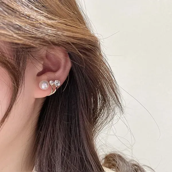 Elegant Pearl Crystal Ear Tops