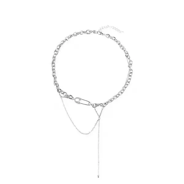 Stylish Rhinestone Pin Pendant Necklace