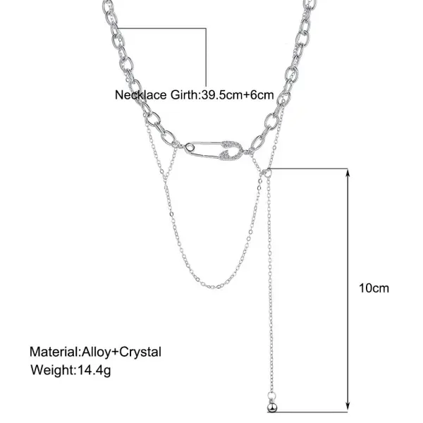 Stylish Rhinestone Pin Pendant Necklace