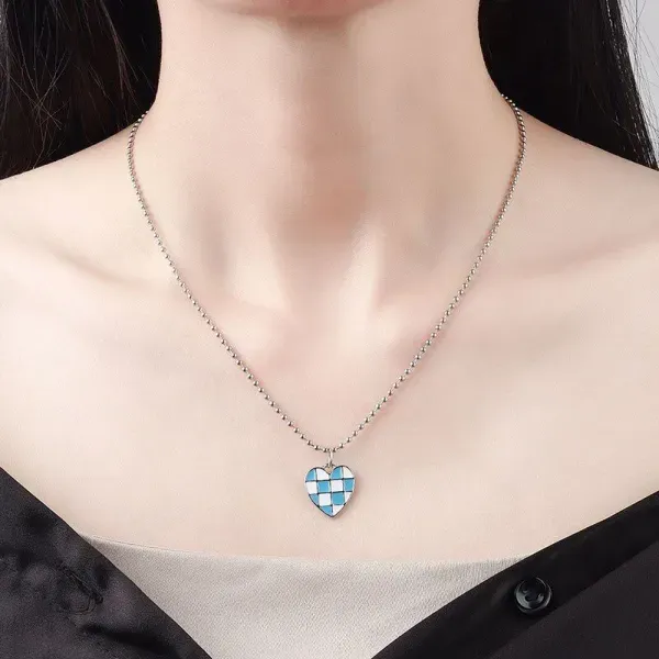 Blue Love Heart Pendant Necklace