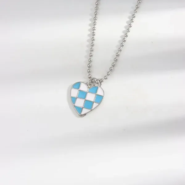 Blue Love Heart Pendant Necklace