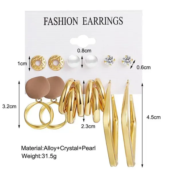 Gold Plated Geometric Earrings Set